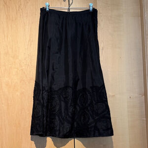 Chico's Black Silk A-Line Skirt Bohemian details, Chico's size 0